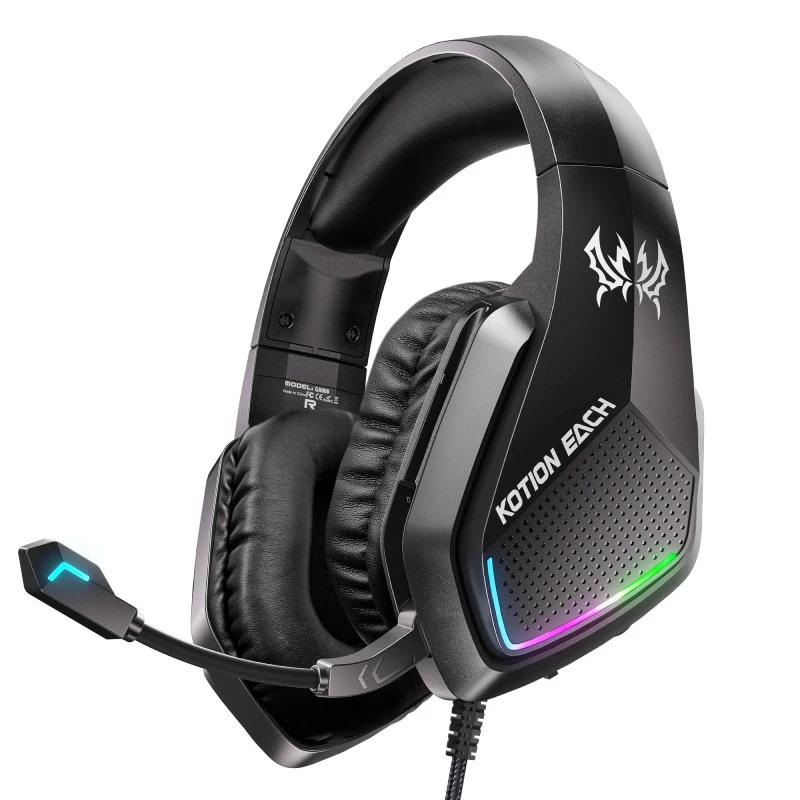 Casque de jeu filaire circum-auriculaire pour l'e-sport avec microphone, design léger pour un port c
