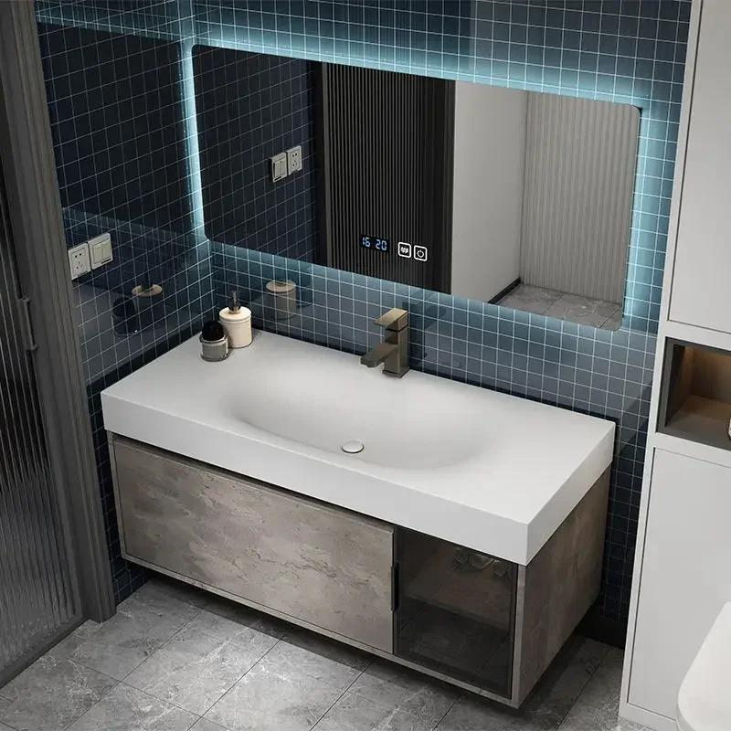 HOCabinet-Armoire à Miroir Intelligente Moderne, Lavabo Intégré, Armoire avec Évier