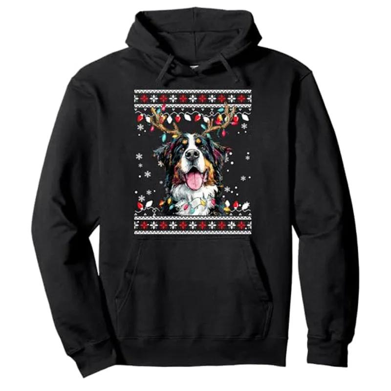 Mignon chien de montagne bernois noël renne chapeau de père noël pull à capuche chien de montagne be