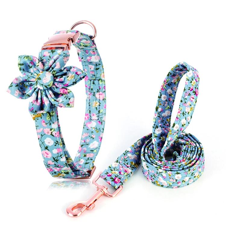 Ensemble collier et laisse pour chien de luxe, best-seller, nouveau design en coton avec motif uni p