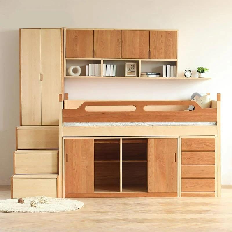 Armoire nordique Simple et moderne personnalisable, lit combiné en érable dur cerise, lit de rangeme