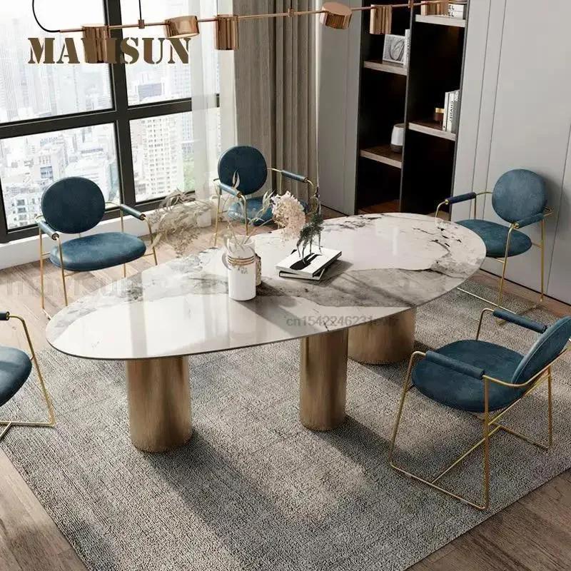 Combinaison de Table à manger et chaises ovales lumineuses italiennes, pour grande Villa, meubles de