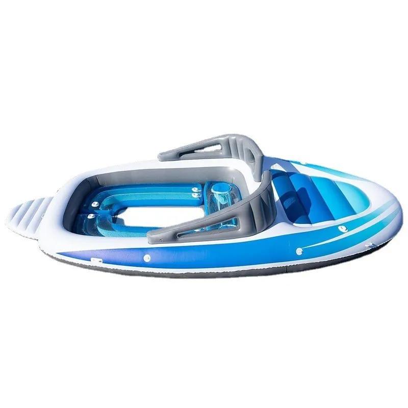 Île flottante gonflable en PVC épaissi pour 6 personnes, motif bateau pirate, pour fêtes aquatiques 