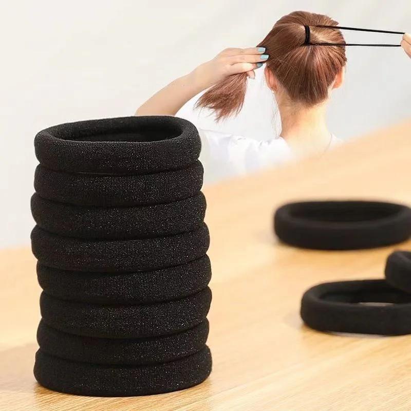 Bandes de cheveux noires pour femmes et filles, chouchous en caoutchouc à haute élasticité, porte-qu