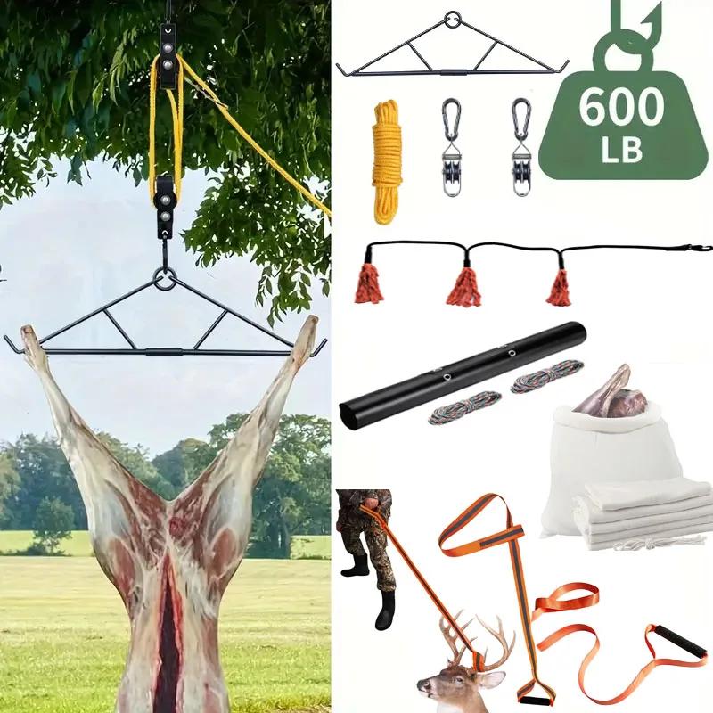 Sangle de levage et sac à viande pour cerf - Accessoire polyvalent chasse et ferme - Équipement extérieur