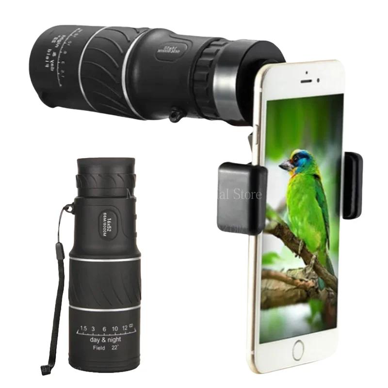 Lunette de chasse 16x52 HD avec zoom, adaptateur smartphone et trépied pour observation extérieure précise