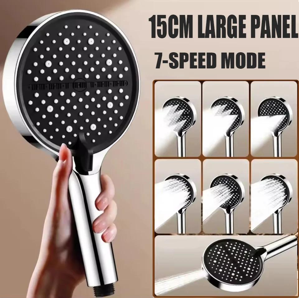 Pommeau de douche haute pression 7 modes avec arrêt instantané - Massage spa pluie tropicale 15cm