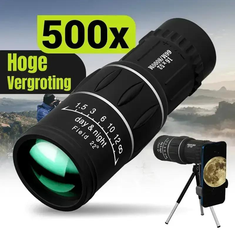Monoculaire longue portée 16x52 avec zoom optique double mise au point pour observation nocturne