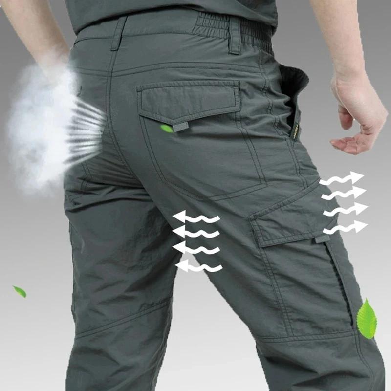 Pantalon cargo tactique été homme léger imperméable - Survêtement randonnée multi-poches résistant