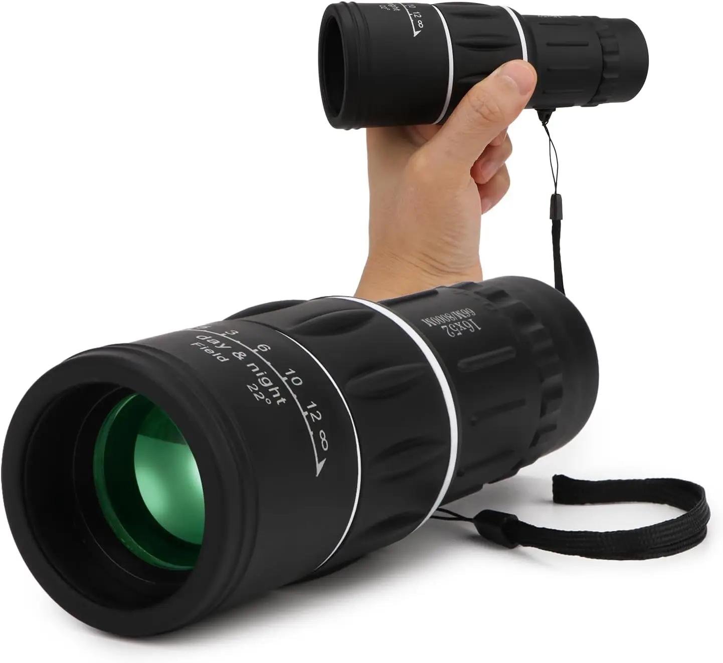 Monoculaire 16x52 Double Mise au Point Portable pour Camping Pêche Chasse Observation à Longue Portée