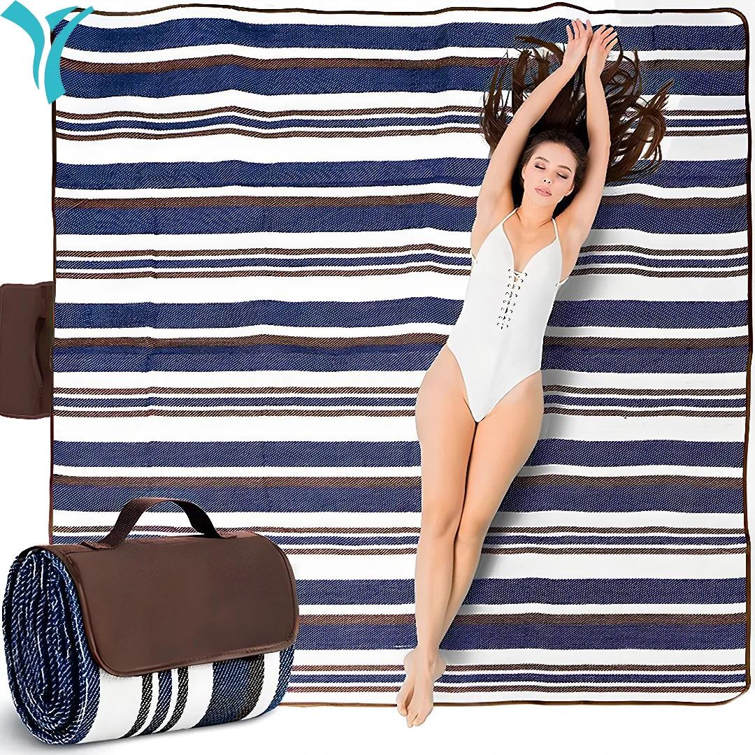 Couverture de pique-nique imperméable extra large, tapis de plage et camping pliable avec sac fourre-tout tendance