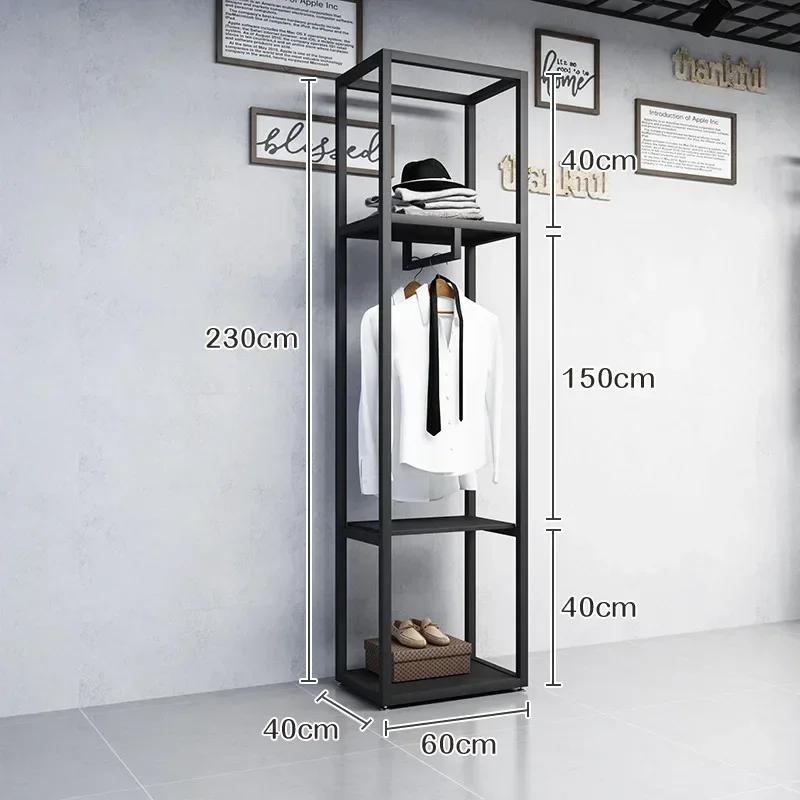 Étagère de présentation pour magasin de vêtements pour hommes, noire, double niveau, sur pied, pour