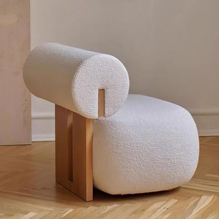Nordique, bois massif, canapé, moderne, luxe léger, Style crème, salon, paresseux, chaise, chaise de
