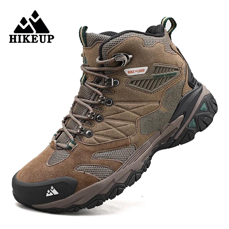 HIKEUP-Bottes de randonnée en daim imperméables pour hommes, chaussures de trekking, bottes militaires Dulskip, haut, ex