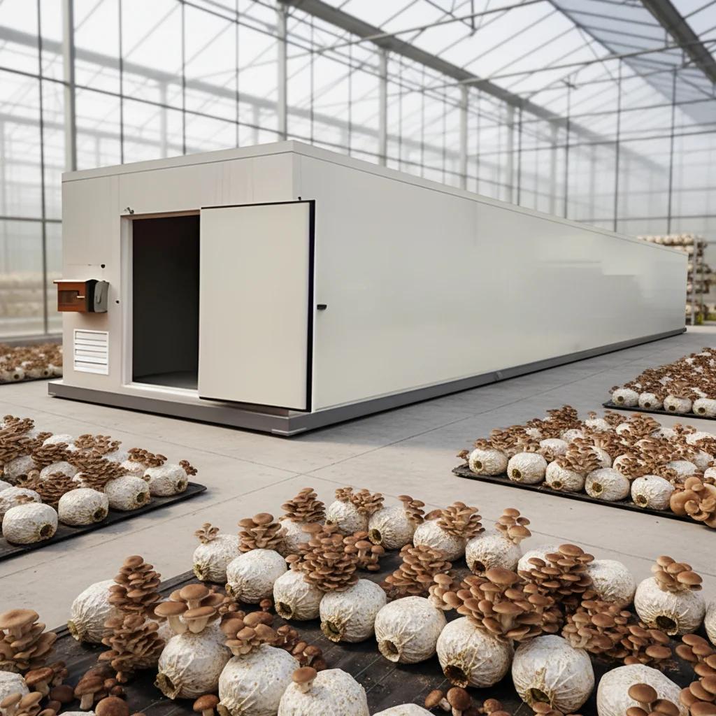 Équipement de culture de champignons à haut rendement, ferme en conteneurs à grande échelle, système