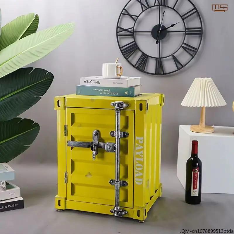 Armoire de rangement en métal de style industriel, conteneur, table de chevet, décor de fenêtre, exp