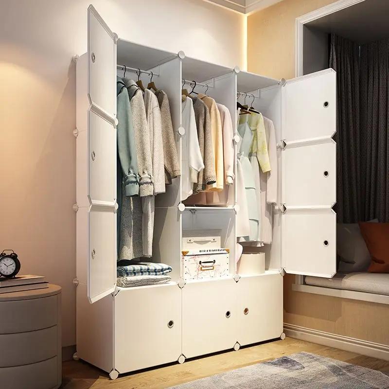 Armoire à vêtements pliable en plastique anti-poussière, meubles de chambre à coucher, meubles de ma