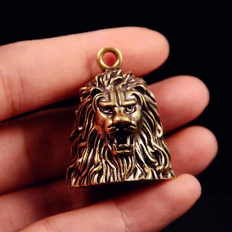 Statue d'animal de cloche en laiton de Lion, ornements artisanaux de Style Vintage porte-bonheur Fen