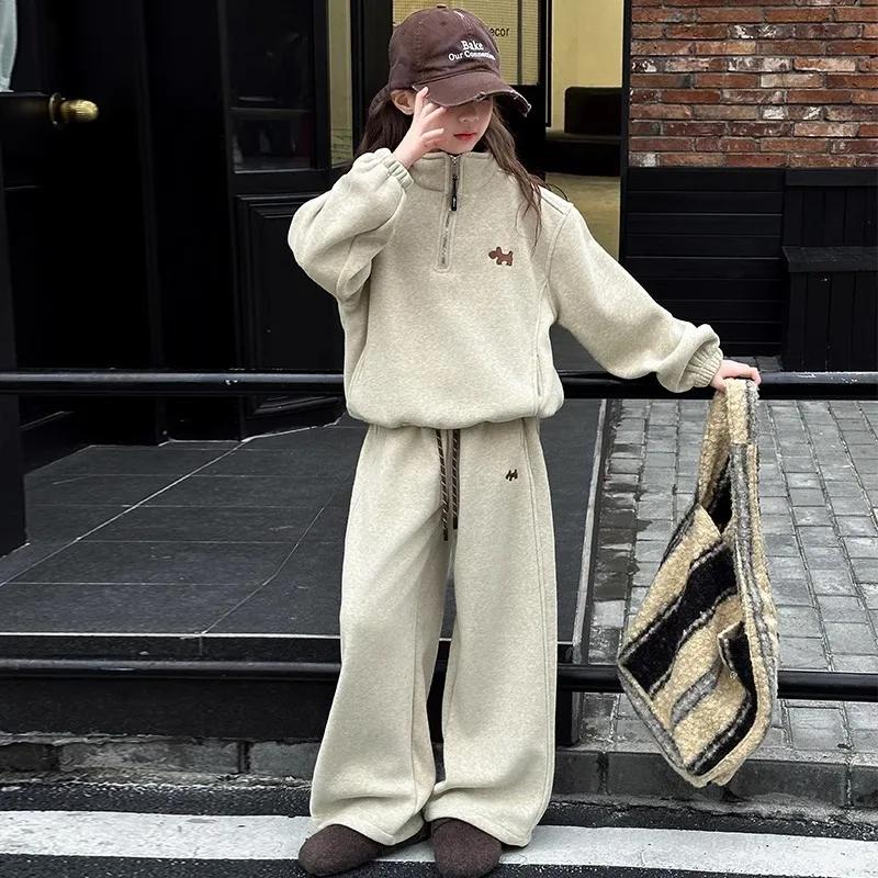 Ensemble de vêtements pour adolescents automne 2026 : Sweat-shirt à col roulé et pantalon large à ca