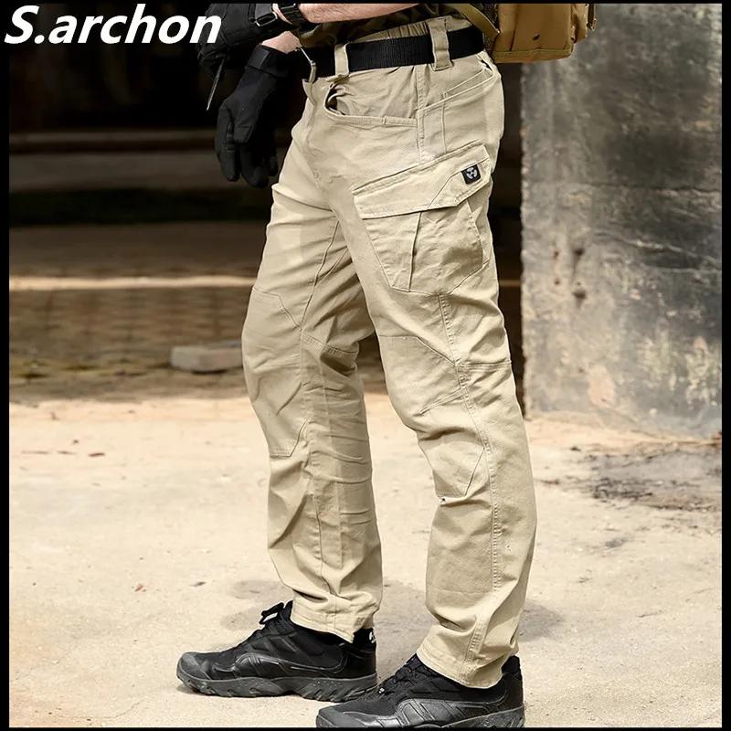 Pantalon tactique SWAT multi-poches coton - Vêtement sécurité chasse cargo militaire homme