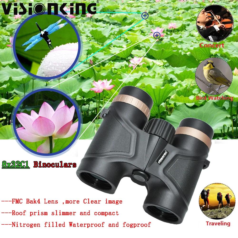 Jumelles Visionking 8x32 angle large BAK4 - Prismes toit étanches à l'azote pour ornithologie et randonnée