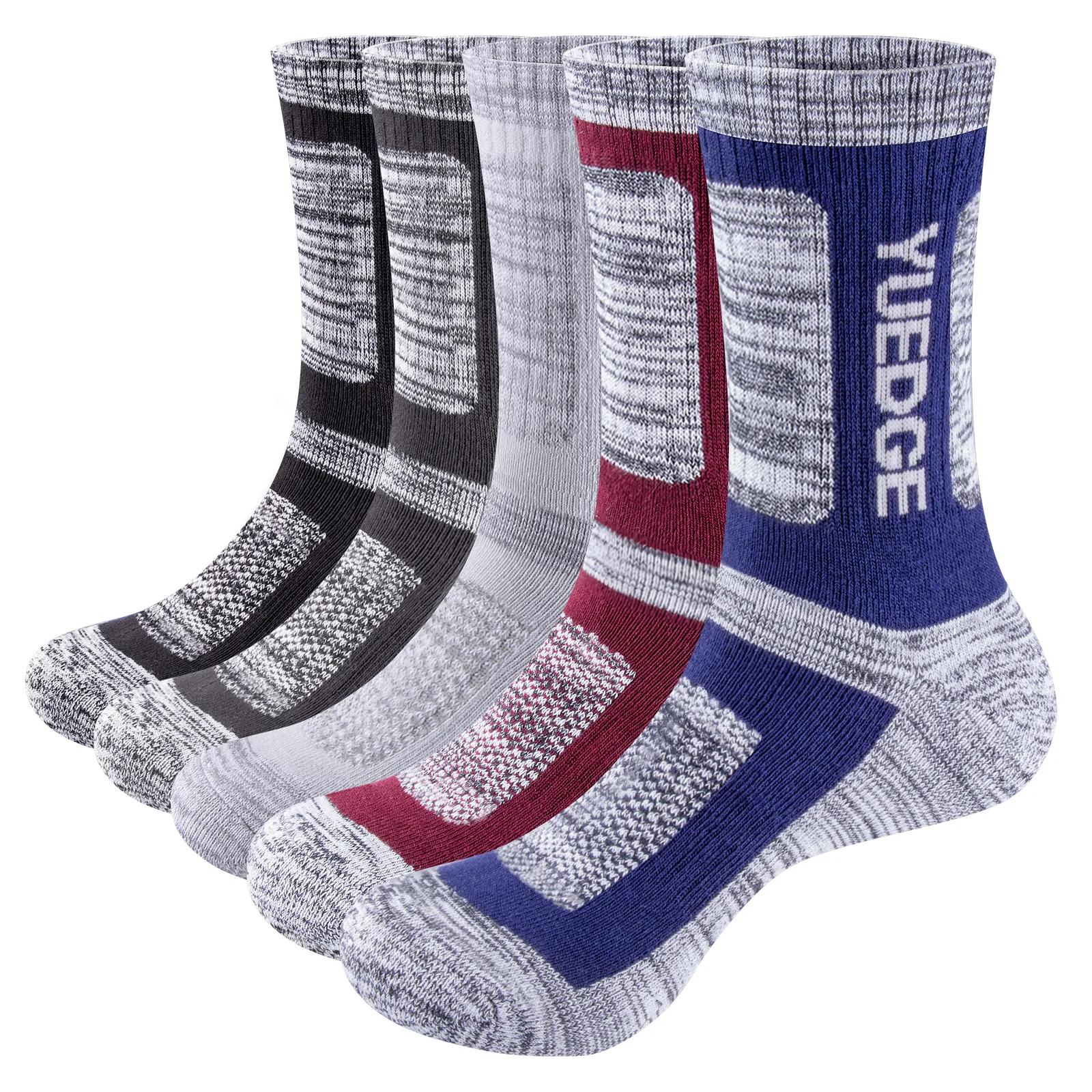 Chaussettes YUEDGE 5 paires - Hommes sport et travail - Coton respirant rembourré pour randonnée et bottes