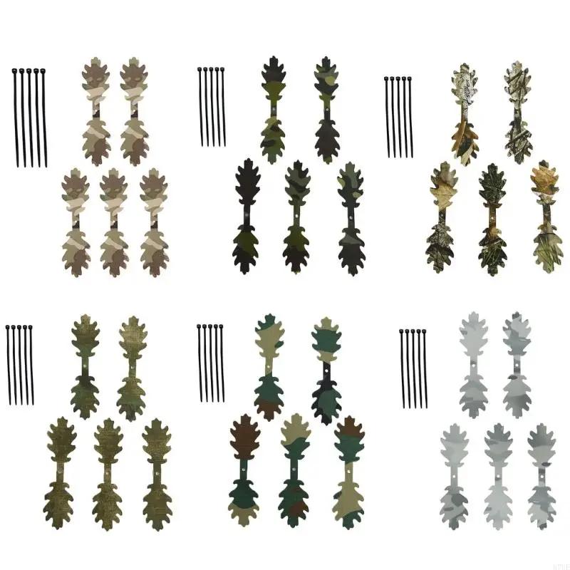 Kit 5 bandes feuilles camouflage R7UE : accessoire de dissimulation pour casques et sacs de chasse