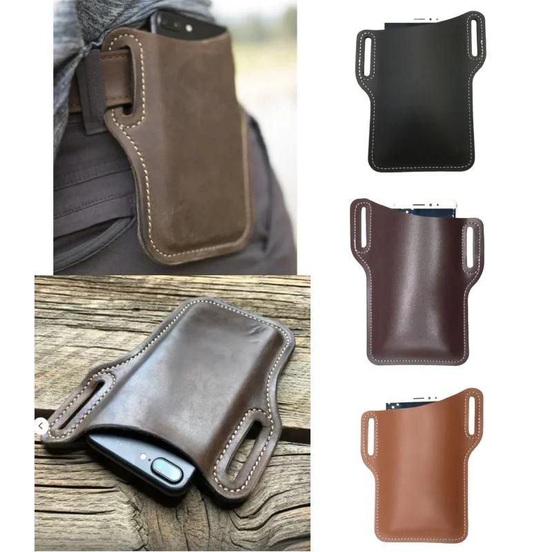 Sac banane cuir chasse rétro homme, étui téléphone ceinture outdoor camping sport travail