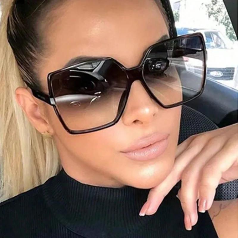 Lunettes de soleil carrées oversize femme - Monture fashion gradient luxe personnalité marque designer
