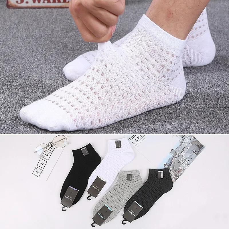 Chaussettes filet homme été chasse invisibles respirantes sans marques noir gris blanc