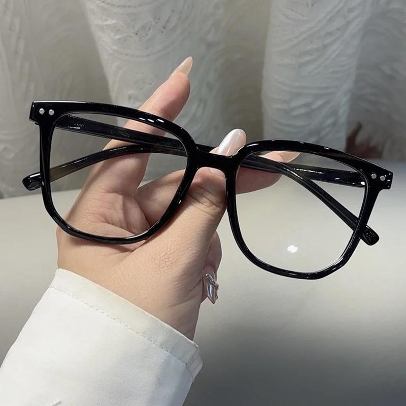 Lunettes anti-lumière bleue carrées rétro pour femme - Monture finie régulière protection écrans chasse numérique