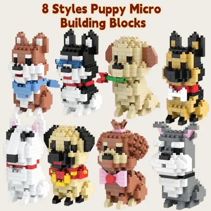 Ensemble de Micro blocs de construction créatifs, bricolage, modèles de personnages de dessins animés de chiens, jouets éducatifs pour enfants, cadeau d'anniversaire