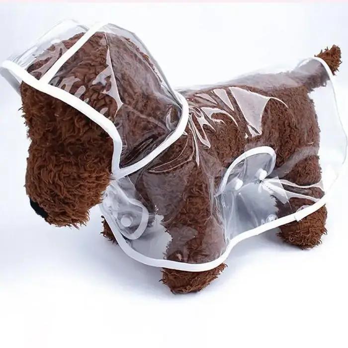 Imperméable à capuche transparent en PVC souple pour animaux de compagnie
