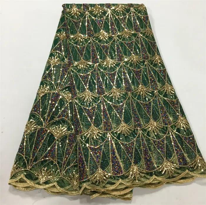 Tissu de mariée en dentelle de tulle de luxe français, haute qualité, paillettes africaines, maille,