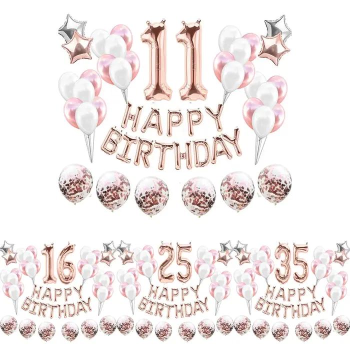 Ballons joyeux anniversaire en latex avec numéros dorés pour décorations festives d'anniversaire mariage et autres grandes occasions