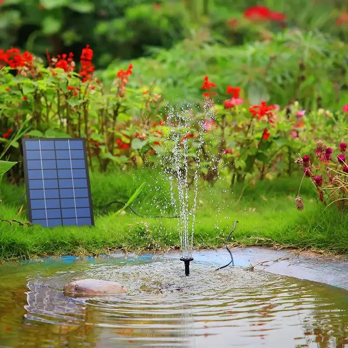 Fontaine de pompe à eau solaire 2.5W, avec 6 buses et tuyau d'eau de 4 pieds, pompe à énergie solair