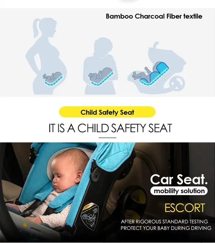 Poussette pliable 4 en 1 avec siège auto et nacelle, poussette haute pour tout-petits et nouveau-nés