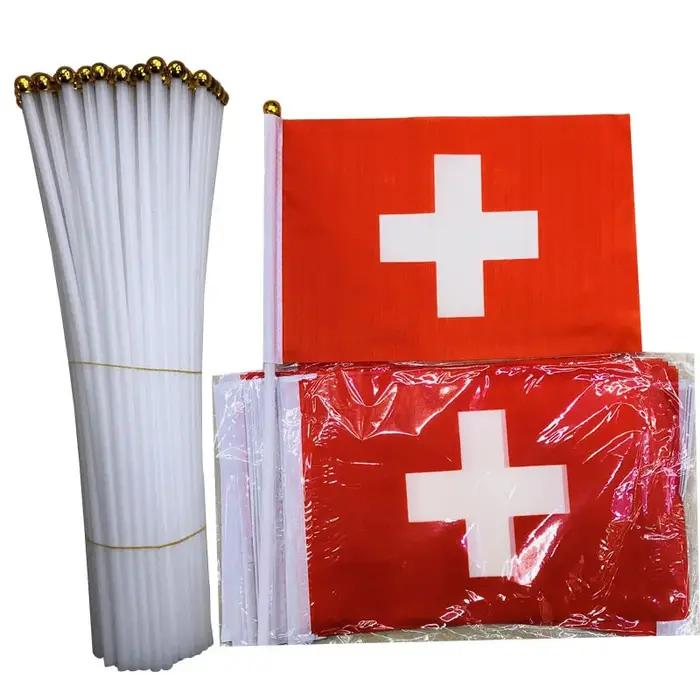 Drapeau de main suisse en polyester pour décoration intérieure et extérieure patriotique et élégante pour les occasions spéciales et la maison