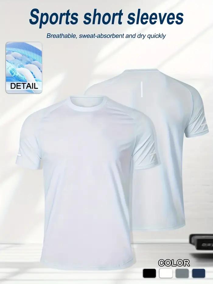 Vêtements de Fitness, T-shirt de sport à manches courtes en soie glacée pour hommes