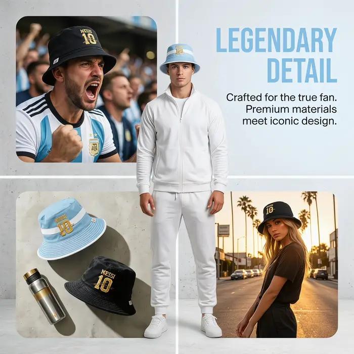 Équipe nationale officielle de l'Argentine AFA Messi # 10 Chapeaux Bob