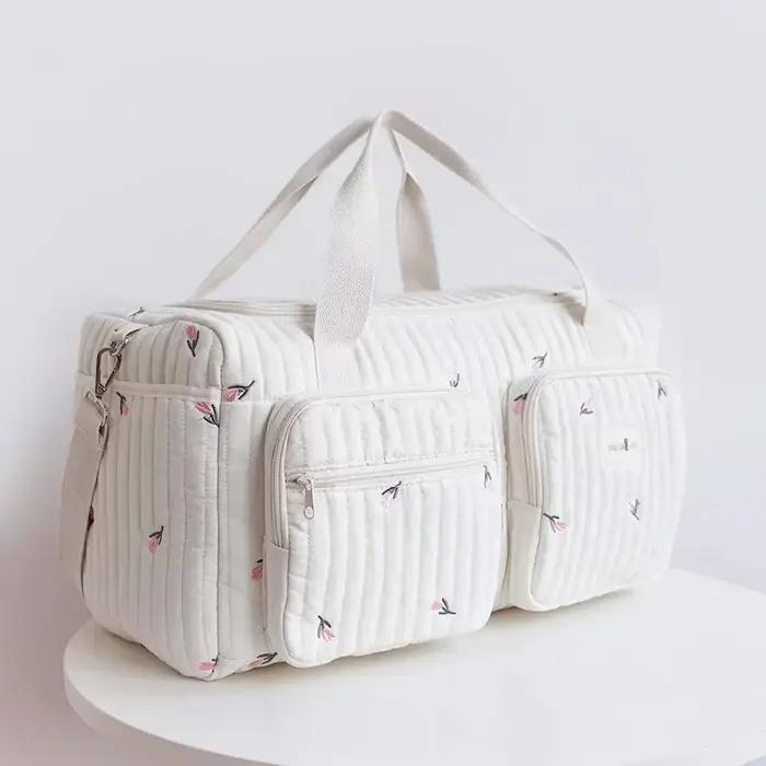 Sac de maman fourre-tout en tissu de grande capacité pour femmes, idéal pour couches de bébé et sorties familiales