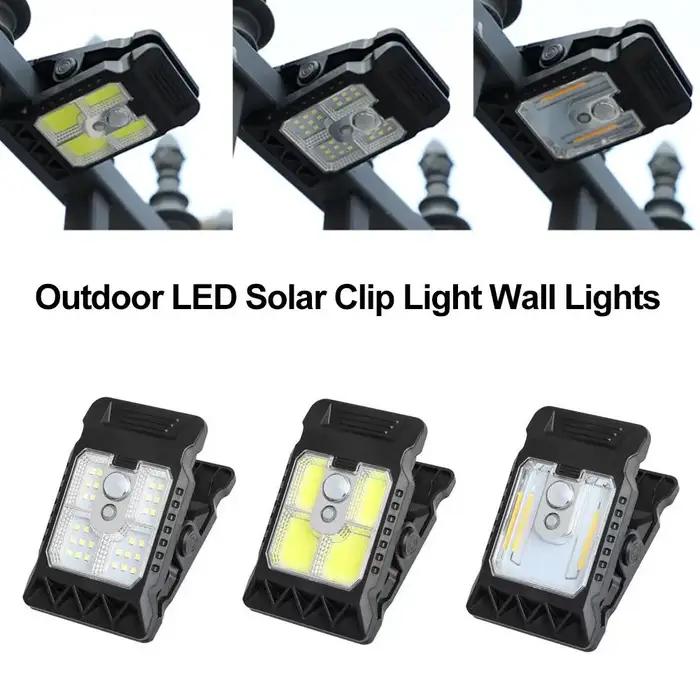Lampes solaires de jardin d'extérieur, lampe à clip, détecteur de mouvement, étanche, lampe de campi