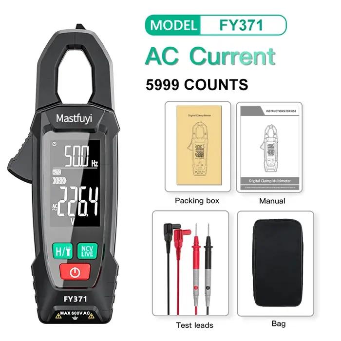MASTFUYI FY375 Pince Multimètre Numérique pour Électriciens AC/DC 600V/200A 9999 Points True RMS Mes