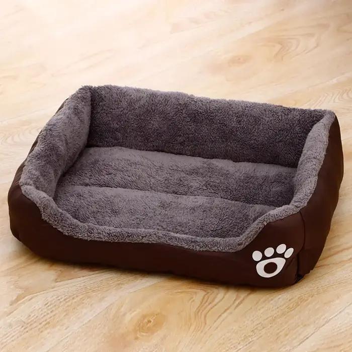Lit de couchage en peluche noir pour chiens de grande, moyenne et petite taille, tapis de couchage a