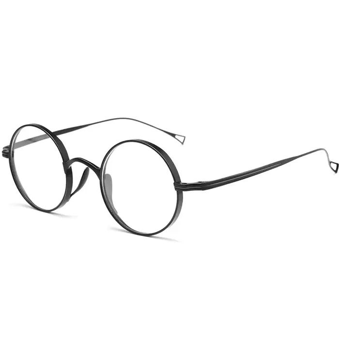 YIMARUILI Ultra-léger pur titane large bord rétro rond monture de lunettes myopie Prescription