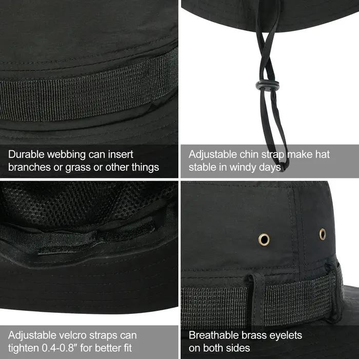 BOTVELA Chapeau seau imperméable avec mentonnière Chapeau Boonie pliable à séchage rapide Chapeau Sa