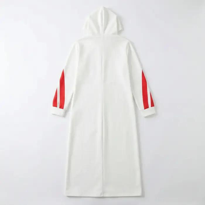 UOOZEE femmes mode cordon rayé à capuche robe mi-longue couleur contrastée manches longues ample déc