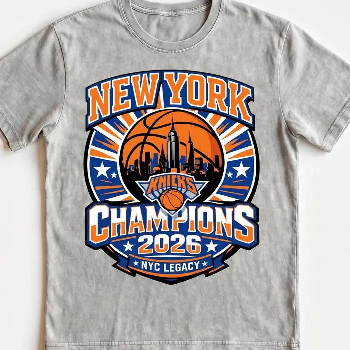 T-shirt Coton Rétro New York Basketball Champions 2026 – Style Y2K Unisexe Streetwear d'Été