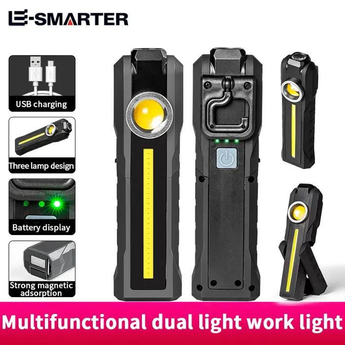 Lampe de travail magnétique à large faisceau COB, portable, aste par USB, 4 modes d'éclairage, torch
