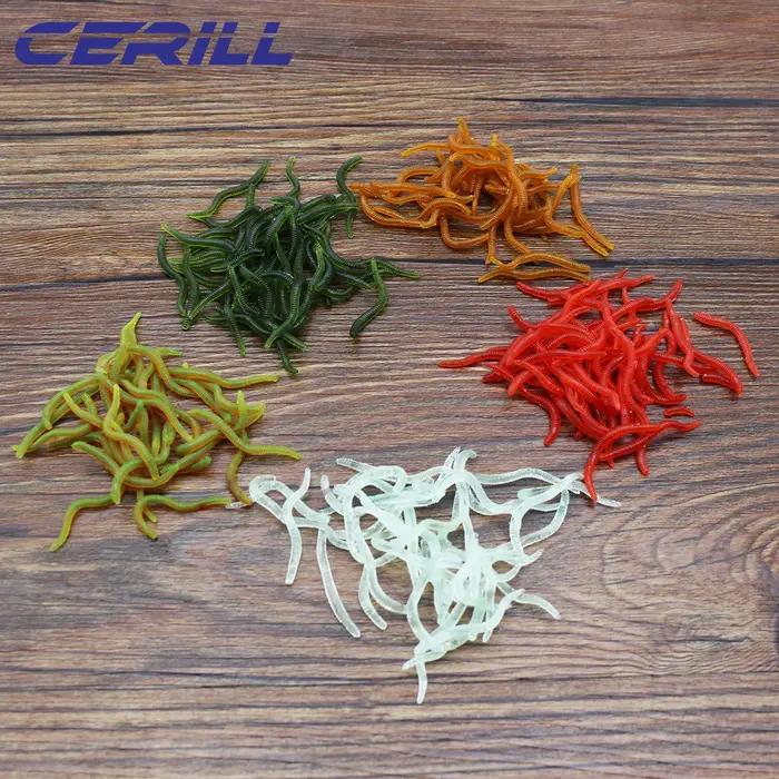 Cerill 200 pièces/kit 3.5 cm 0.14g vers de terre leurre de pêche souple réaliste odeur de poisson ve
